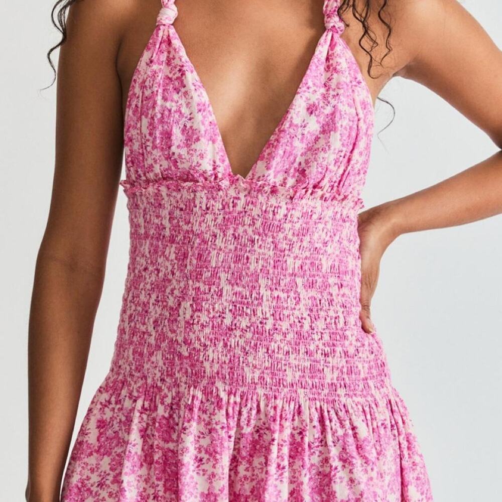 Loveshackfancy pink floral mini dress